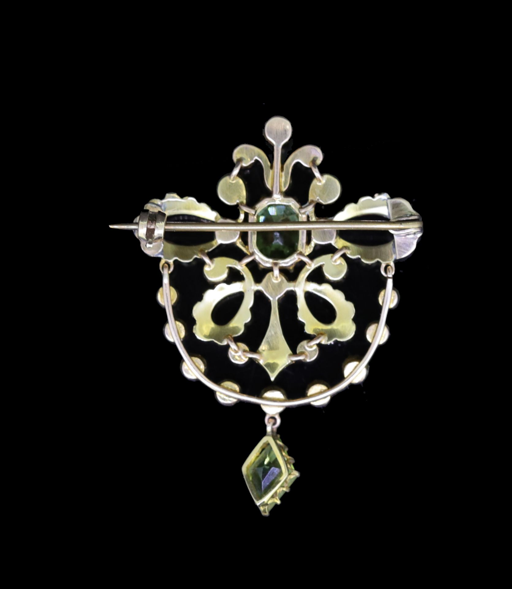 ANTIQUE PERIDOT AND PEARL BROOCH - Bild 2 aus 4