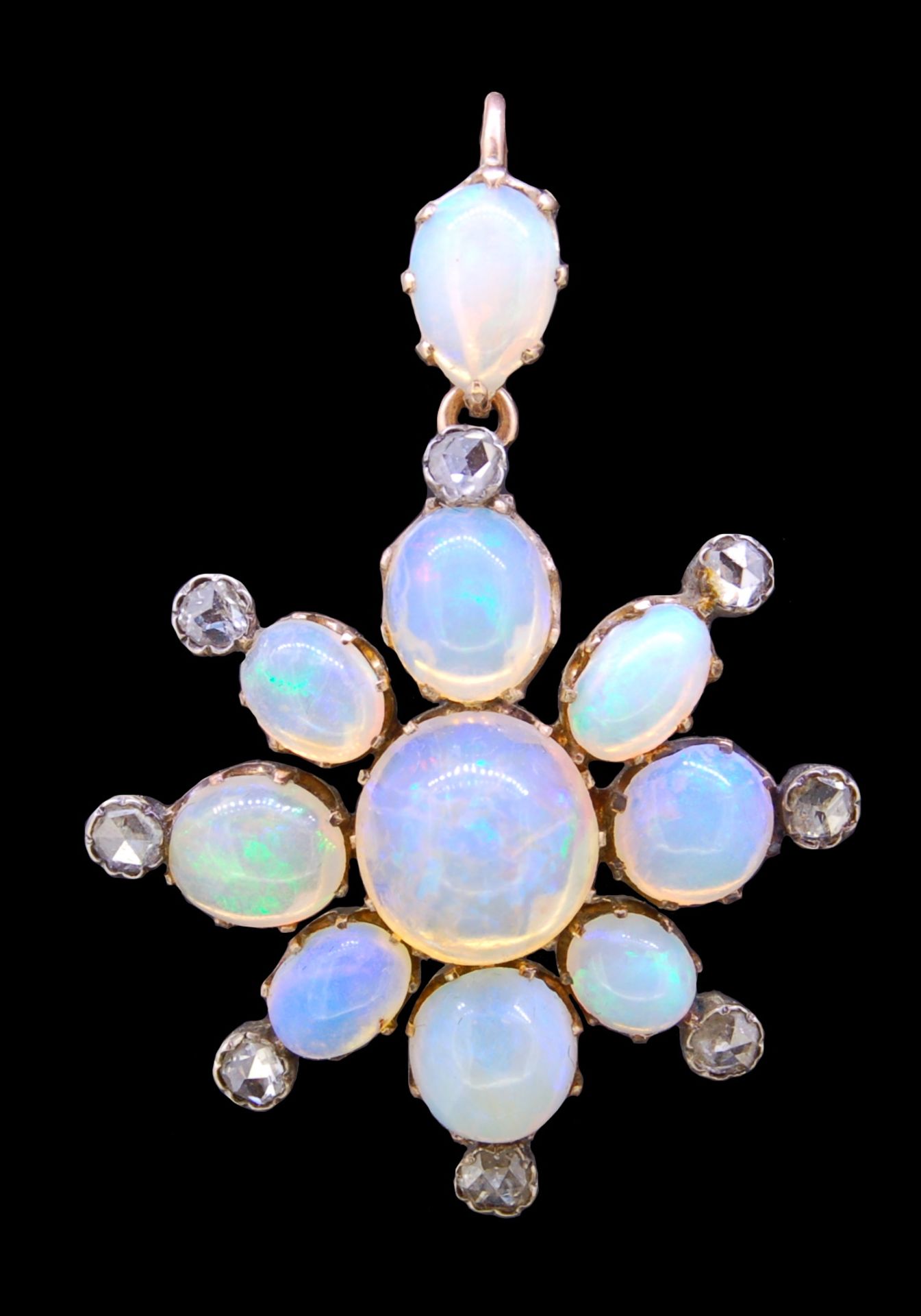 ANTIQUE OPAL AND DIAMOND PENDANT