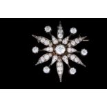 ANTIQUE DIAMOND FLOWER HEAD BROOCH