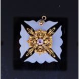 CHALCEDONE AND SPINEL MALTESE CROSS PENDANT