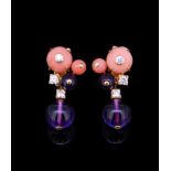 CARTIER, DELICE DE GOA CORAL, AMETHYST AND DIAMOND EARRINGS