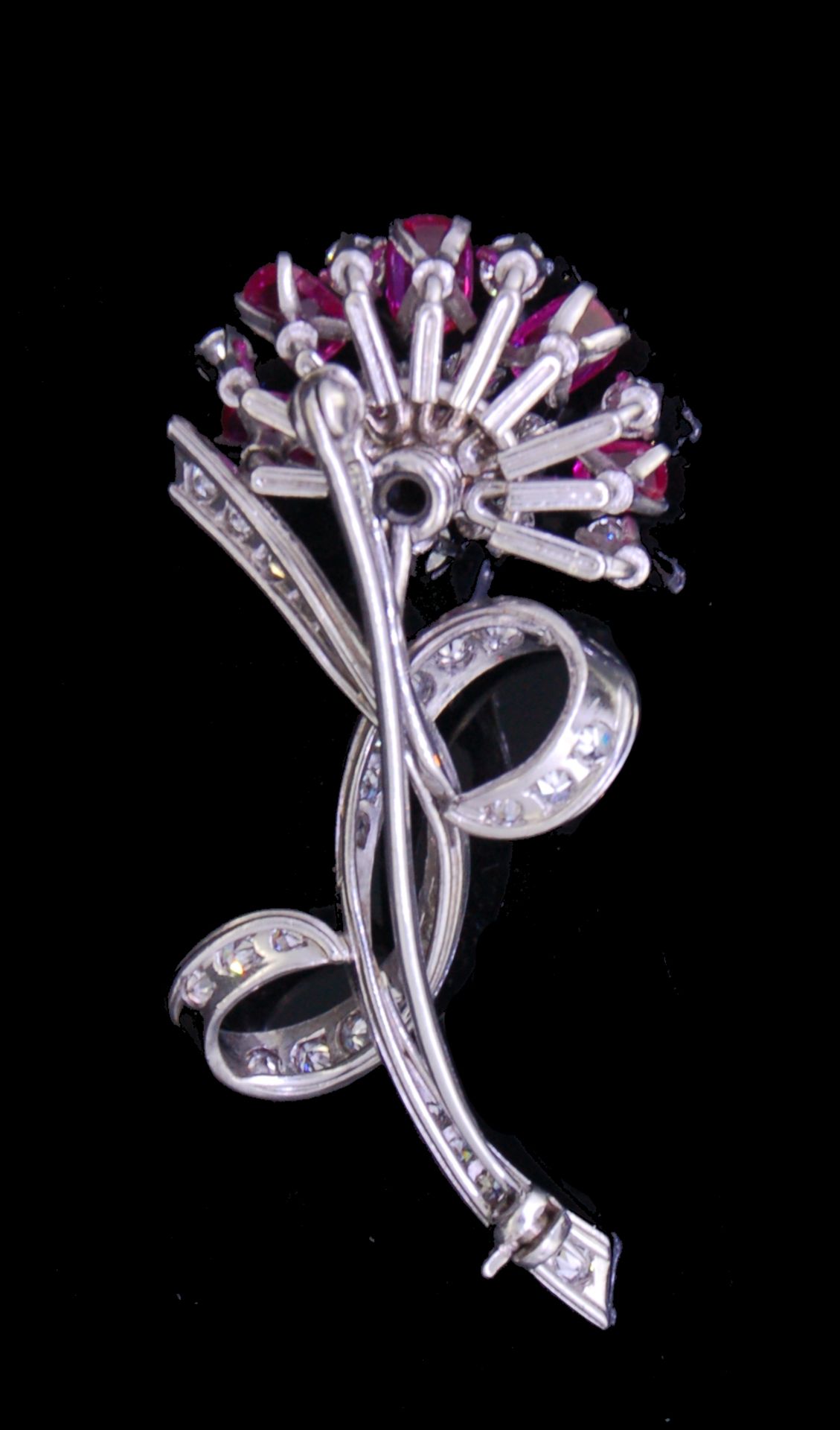 RUBY AND DIAMOND FLORAL BROOCH - Image 2 of 3