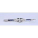 ART-DECO SAPPHIRE AND DIAMOND BAR BROOCH