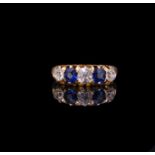 ANTIQUE 5-STONE SAPPHIRE AND DIAMOND RING