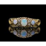 ANTIQUE OPAL AND DIAMOND RING