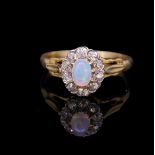 ANTIQUE OPAL AND DIAMOND RING