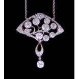 ART-NOUVEAU DIAMOND DROP PENDANT NECKLACE