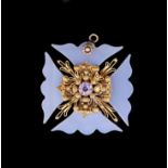 CHALCEDONE AND SPINEL MALTESE CROSS PENDANT