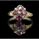 ANTIQUE GARNET AND PEARL RING