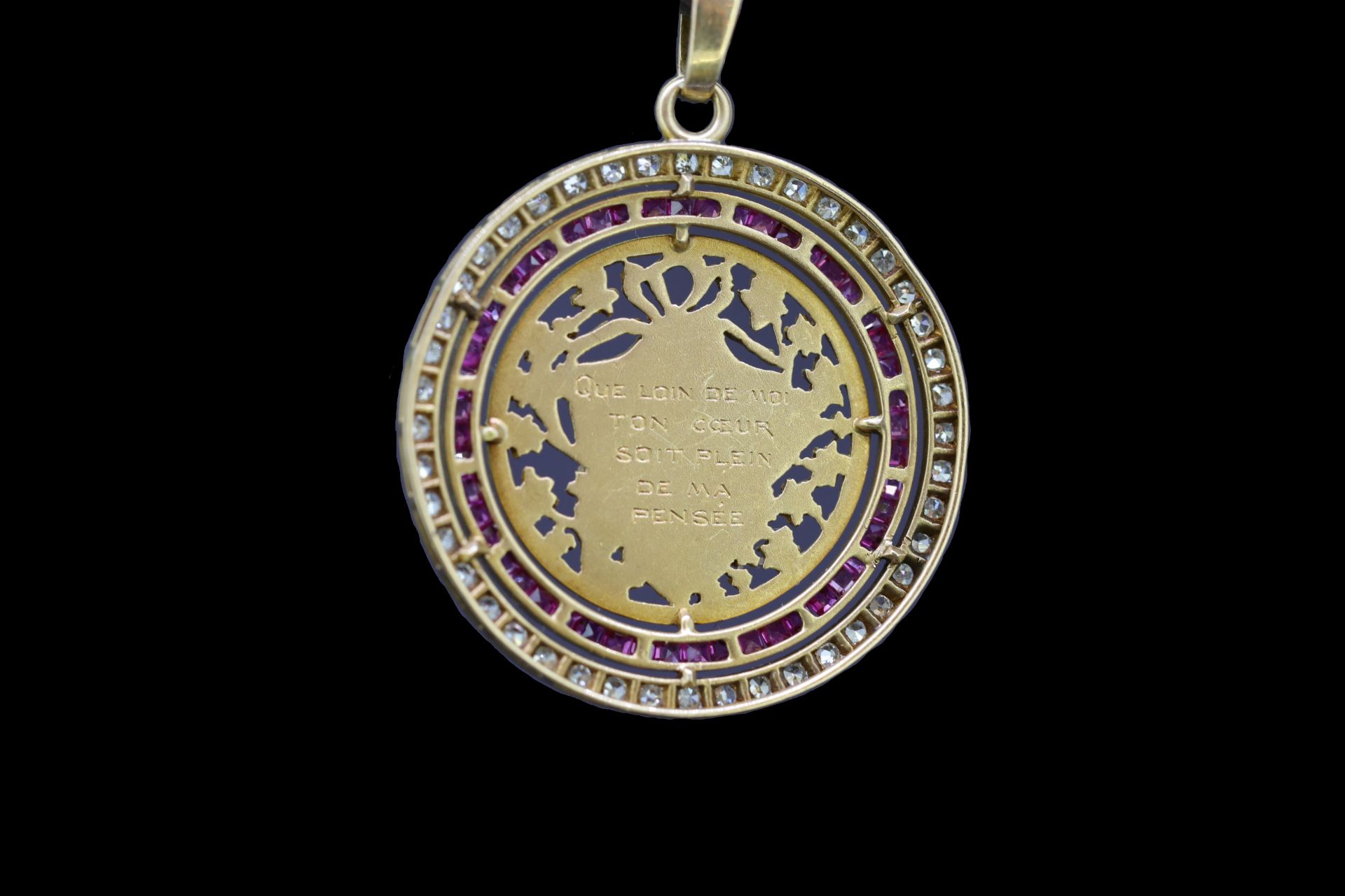 ANTIQUE RUBY AND DIAMOND PENDANT WITH SHIELD - Image 2 of 3