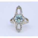 BLUE ZIRCON AND DIAMOND RING