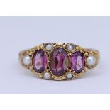 ANTIQUE AMETHYST AND PEARL RING