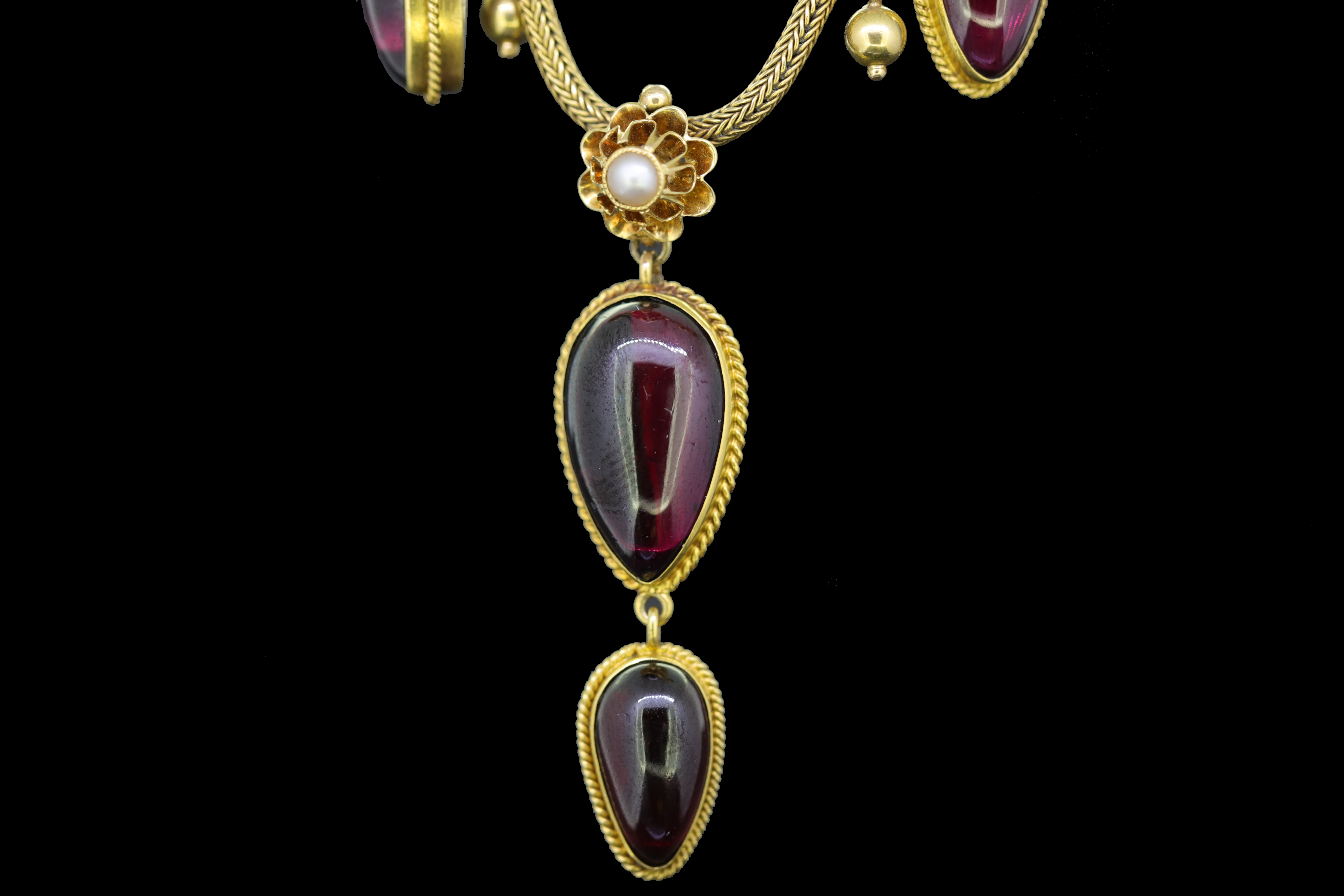 ANTIQUE GARNET AND PEARL DROP NECKLACE - Image 2 of 7