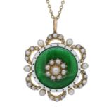 ANTIQUE ENAMEL AND PEARL PENDANT