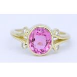 PINK TOURMALINE AND DIAMOND RING