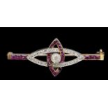 RUBY AND DIAMOND BROOCH