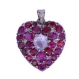 ANTIQUE DIAMOND AND RUBY HEART PENDANT