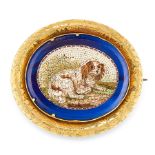 ANTIQUE OVAL MICRO MOSAIC DOG BROOCH