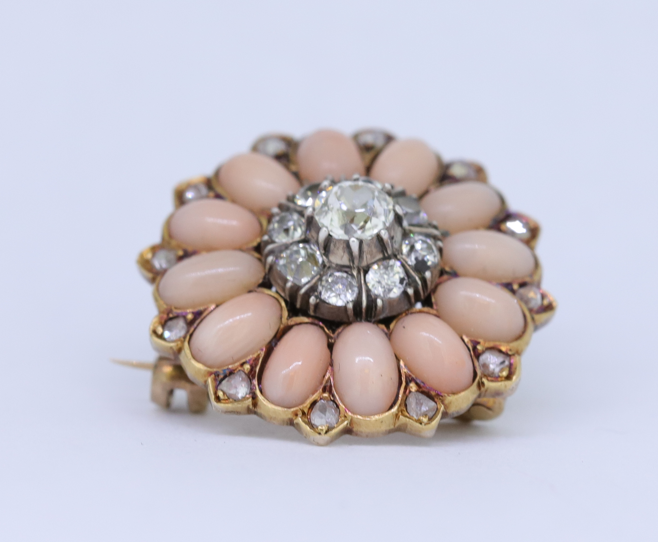 ANTIQUE CORAL AND DIAMOND FLORAL BROOCH - Image 3 of 3