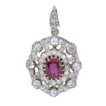 ANTIQUE RUBY AND DIAMOND PENDANT