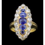 ANTIQUE SAPPHIRE AND DIAMOND CLUSTER RING