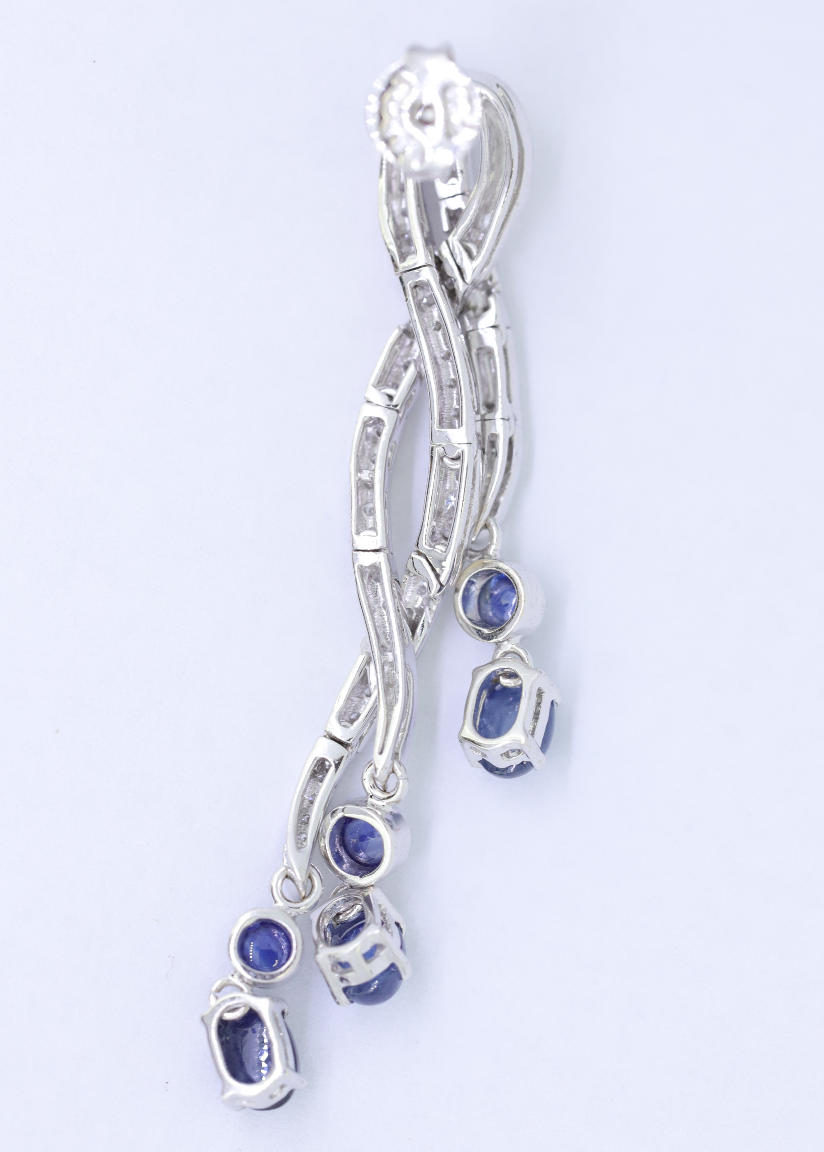 PAIR OF SAPPHIRE AND DAIMOND DROP EARRINGS - Image 2 of 2