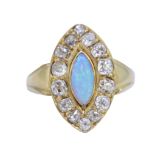 OPAL AND DIAMOND CLUSTER RING