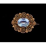 BLUE ZIRCON OPENWORK BROOCH