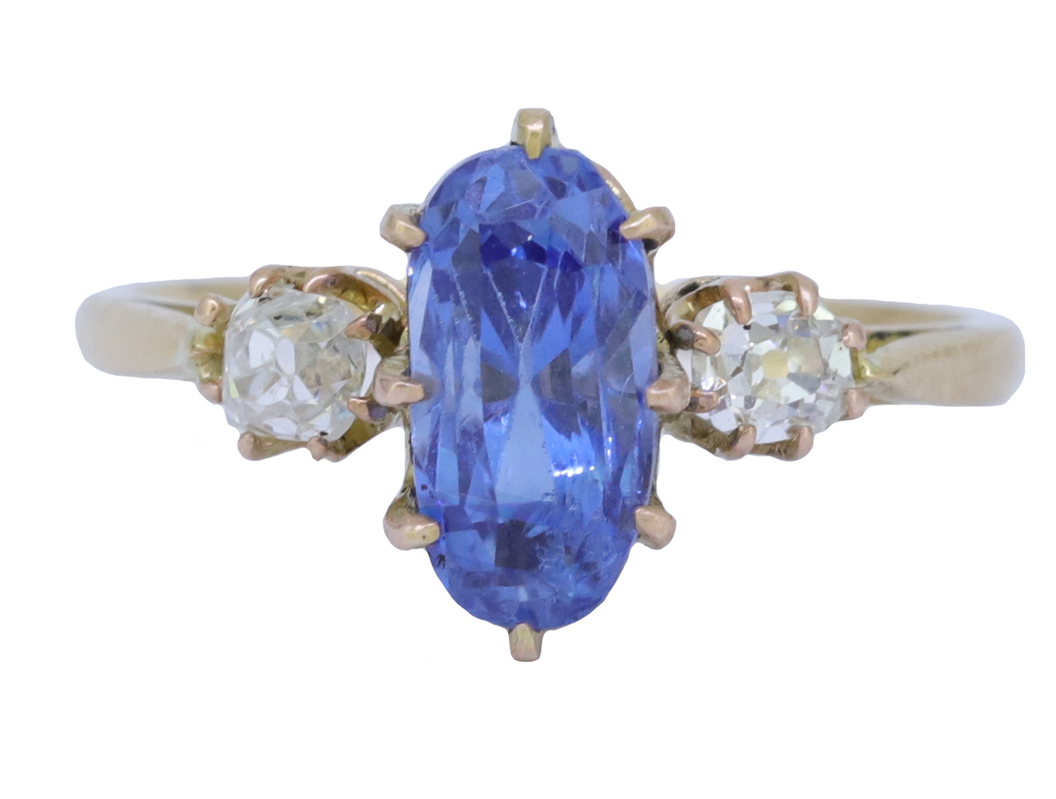 SAPPHIRE AND DIAMOND 3-STONE RING