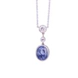 CEYLON BLUE SAPPHIRE AND DIAMOND PENDANT NECKLACE