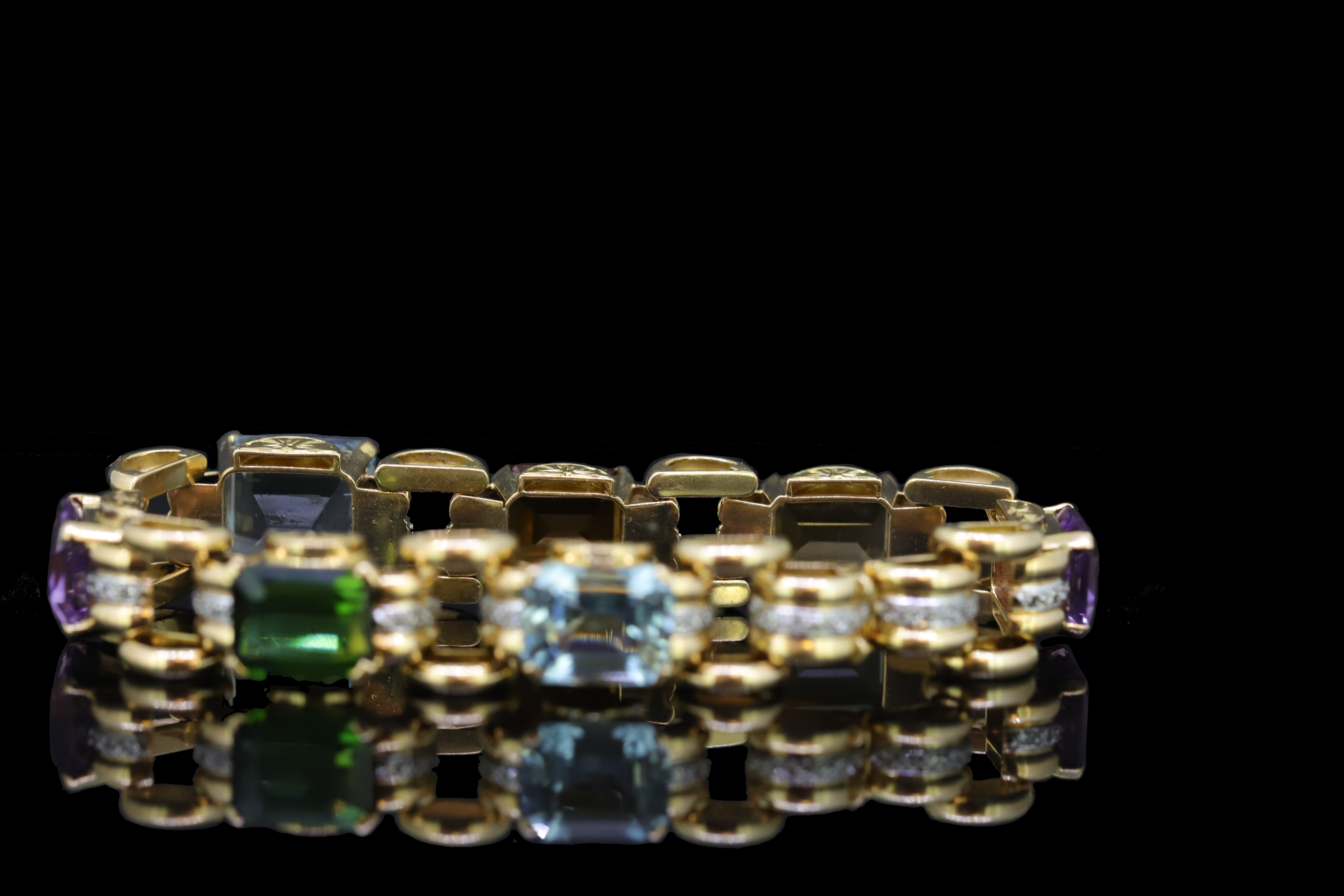 MULTI-GEM AND DIAMOND BRACELET. - Image 4 of 4