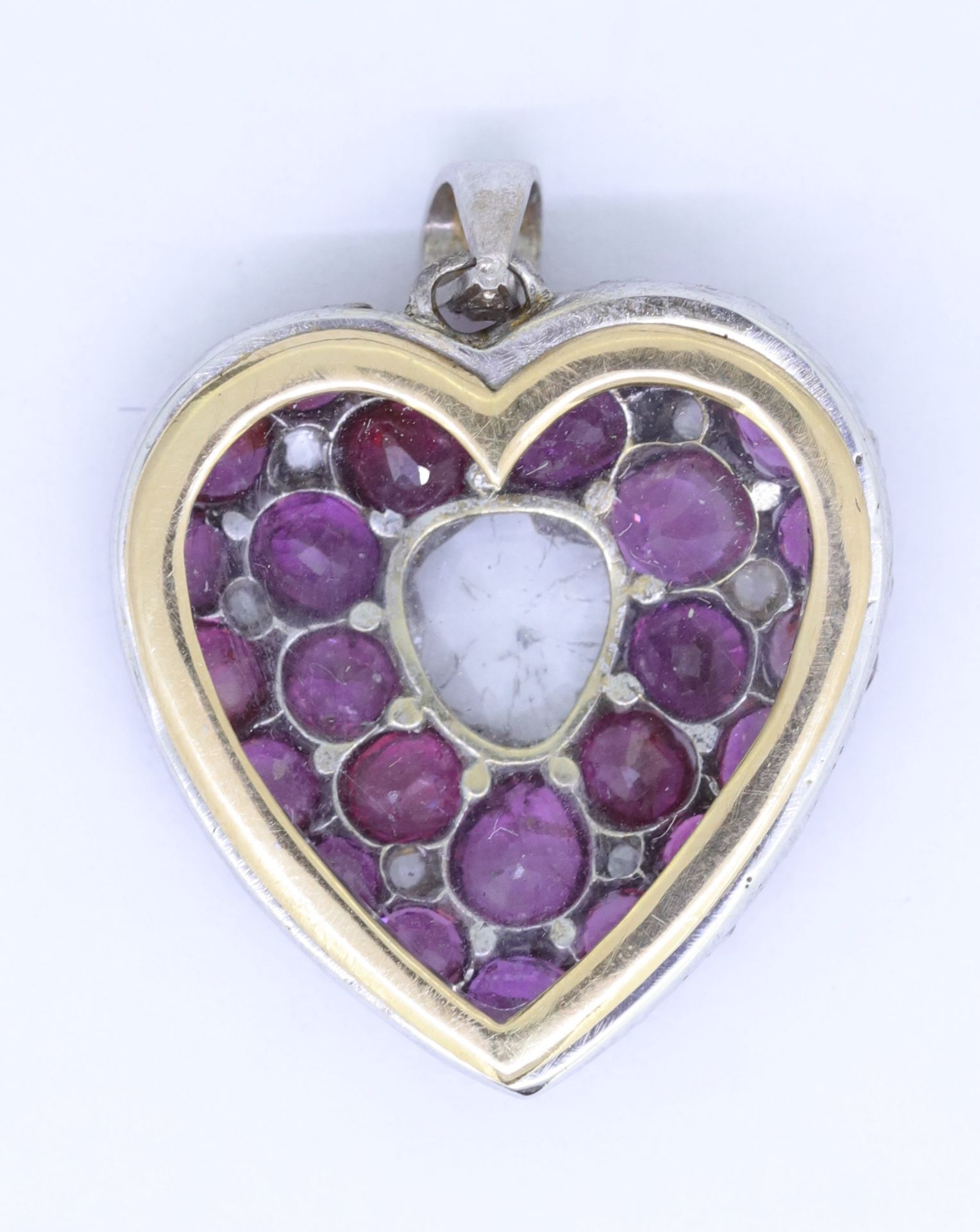 ANTIQUE DIAMOND AND RUBY HEART PENDANT - Image 2 of 3