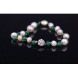NATURAL PEARL AND EMERALD BRACELET