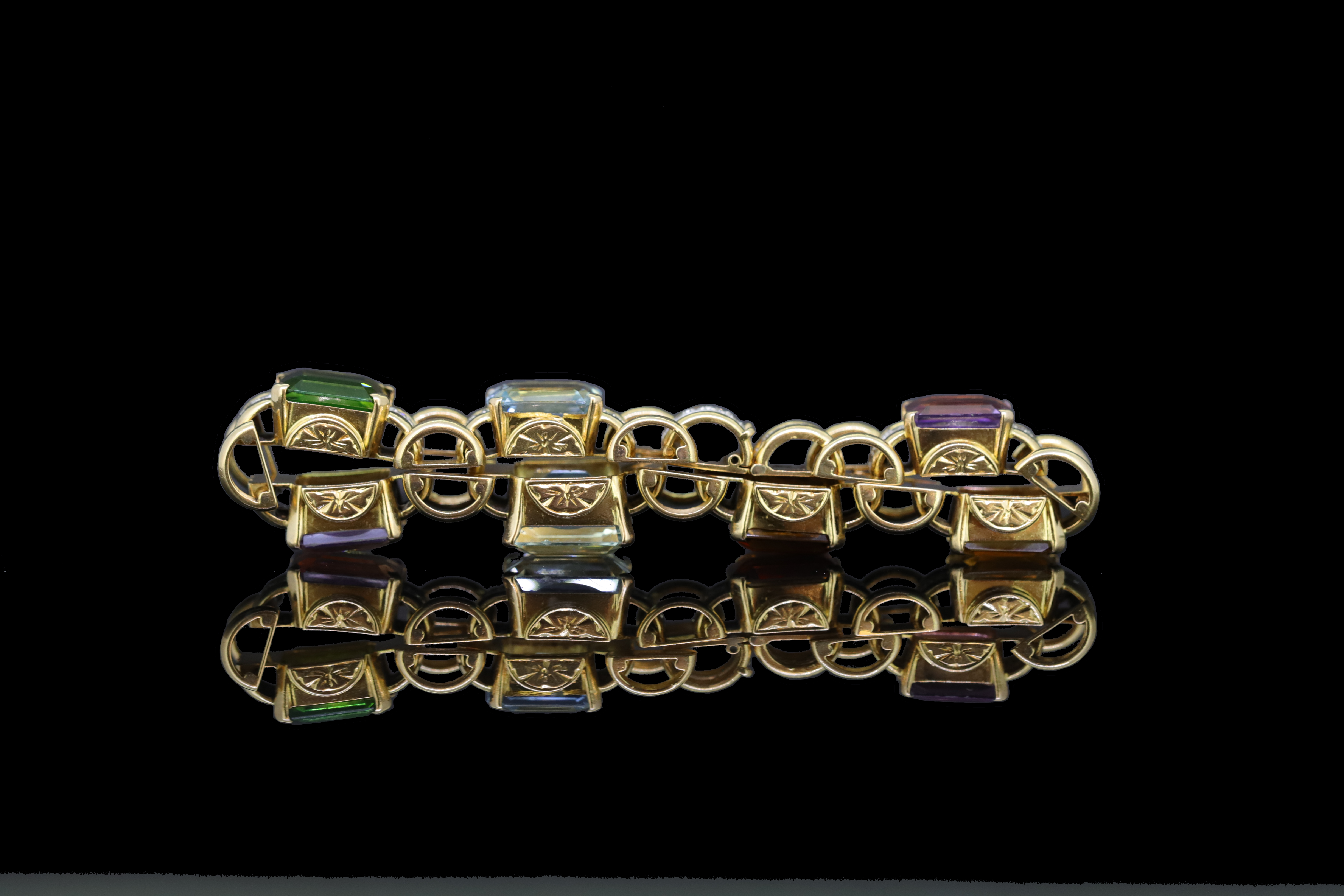 MULTI-GEM AND DIAMOND BRACELET. - Image 3 of 4