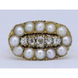 ANTIQUE PEARL AND DIAMOND RING