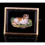 ANTIQUE MICRO MOSAIC DOG BROOCH