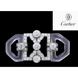 CARTIER, IMPORTANT ART-DECO ROCK CRYSTAL AND DIAMOND BROOCH