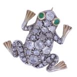 A DIAMOND SET FROG BROOCH