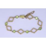 ANTIQUE PERIDOT AND PEARL BRACELET