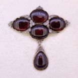 ANTIQUE GARNET AND DIAMOND DROP BROOCH