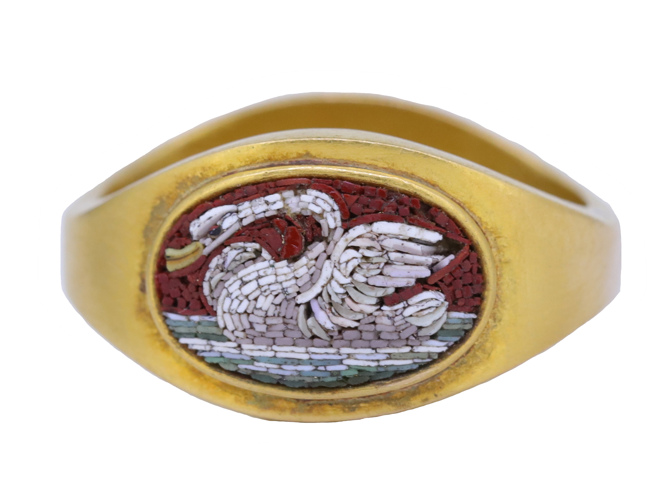 ANTIQUE MICRO MOSAIC SWANN RING