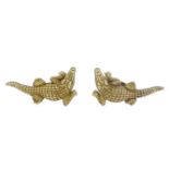 KIESELSTEIN CORD, PAIR OF CROCODILE CUFFLINKS