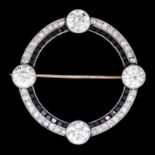 ART-DECO DIAMOND AND ONYX BROOCH