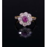 ANTIQUE PINK SAPPHIRE AND DIAMOND CLUSTER RING