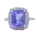 SAPPHIRE AND DIAMOND CLUSTER RING