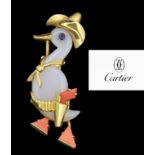 CARTIER, IMPORTANT CALCHEDONY AND CORAL DUCK BROOCH
