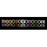 MULTI-GEM AND DIAMOND BRACELET.