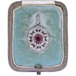 ANTIQUE RUBY AND DIAMOND PENDANT