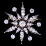 ANTIQUE DIAMOND FLOWER HEAD BROOCH