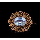 BLUE ZIRCON OPENWORK BROOCH